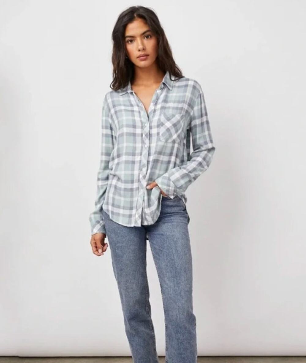 Rails Hunter Blue Plaid Flannel Button-Up Shirt Size M Casual